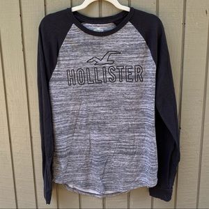 Hollister Black/HeatherGrey Raglan Long Sleeve Tee